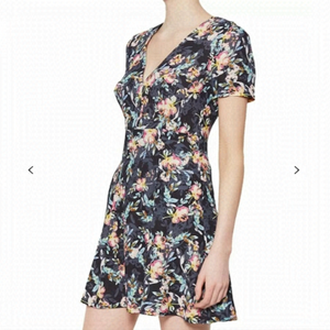 French Connection Delphine Crepe Mix V-Neck Dress